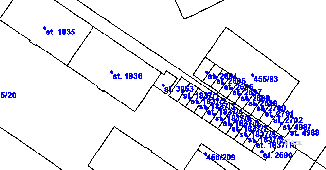 Parcela st. 3963 v KÚ Zábřeh nad Odrou, Katastrální mapa