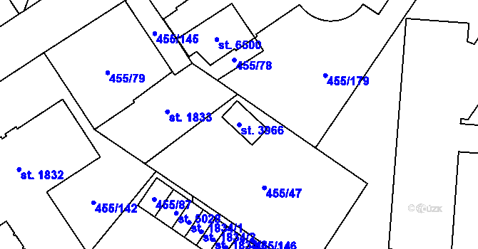 Parcela st. 3966 v KÚ Zábřeh nad Odrou, Katastrální mapa