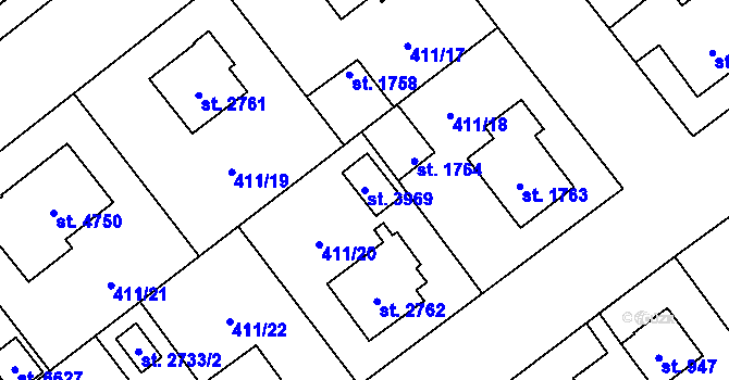 Parcela st. 3969 v KÚ Zábřeh nad Odrou, Katastrální mapa