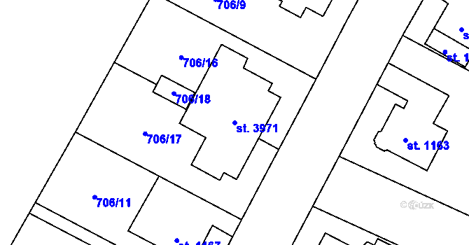 Parcela st. 3971 v KÚ Zábřeh nad Odrou, Katastrální mapa