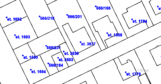 Parcela st. 3977 v KÚ Zábřeh nad Odrou, Katastrální mapa