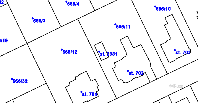 Parcela st. 3981 v KÚ Zábřeh nad Odrou, Katastrální mapa