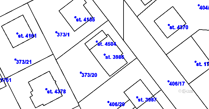 Parcela st. 3986 v KÚ Zábřeh nad Odrou, Katastrální mapa