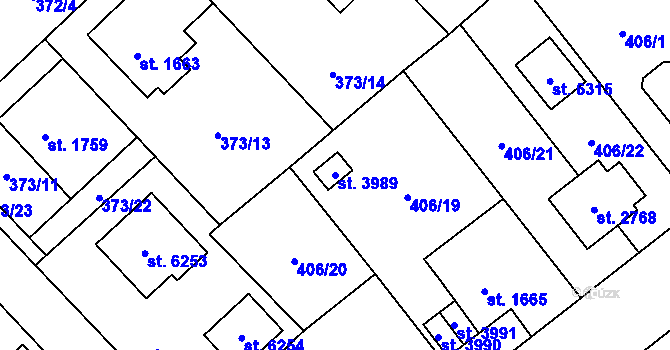 Parcela st. 3989 v KÚ Zábřeh nad Odrou, Katastrální mapa