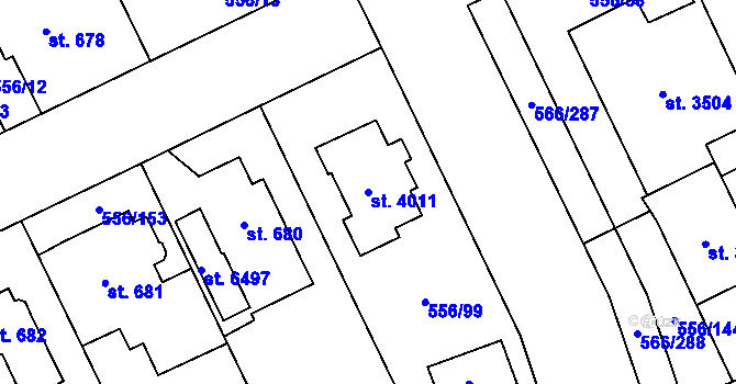 Parcela st. 4011 v KÚ Zábřeh nad Odrou, Katastrální mapa