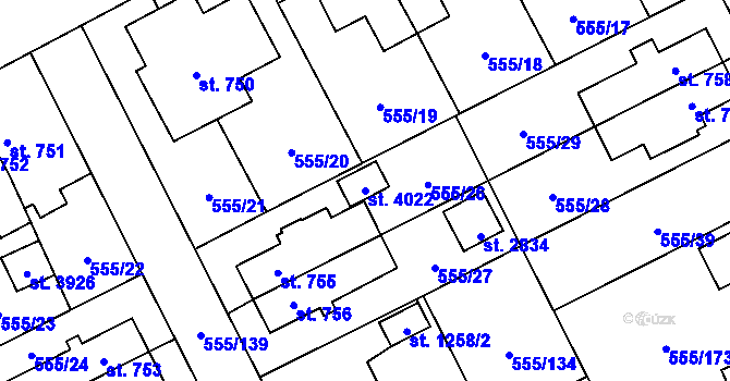 Parcela st. 4022 v KÚ Zábřeh nad Odrou, Katastrální mapa