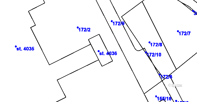 Parcela st. 4036 v KÚ Zábřeh nad Odrou, Katastrální mapa
