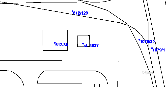 Parcela st. 4037 v KÚ Zábřeh nad Odrou, Katastrální mapa