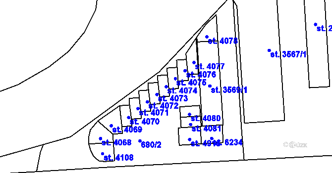 Parcela st. 4074 v KÚ Zábřeh nad Odrou, Katastrální mapa
