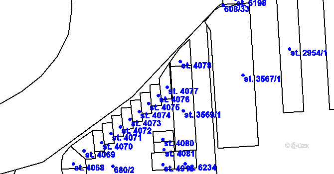 Parcela st. 4077 v KÚ Zábřeh nad Odrou, Katastrální mapa
