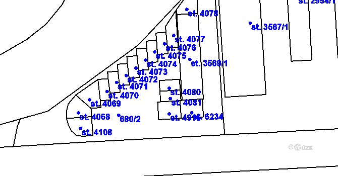 Parcela st. 4080 v KÚ Zábřeh nad Odrou, Katastrální mapa