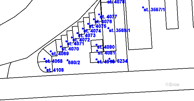 Parcela st. 4081 v KÚ Zábřeh nad Odrou, Katastrální mapa