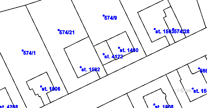 Parcela st. 4122 v KÚ Zábřeh nad Odrou, Katastrální mapa