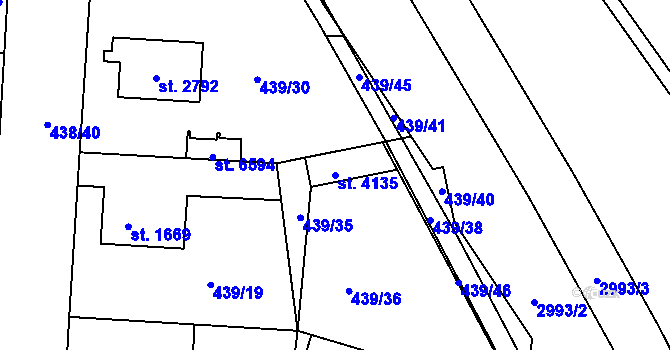 Parcela st. 4135 v KÚ Zábřeh nad Odrou, Katastrální mapa