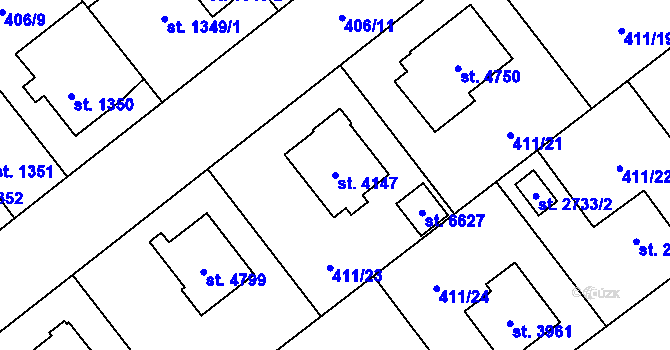 Parcela st. 4147 v KÚ Zábřeh nad Odrou, Katastrální mapa