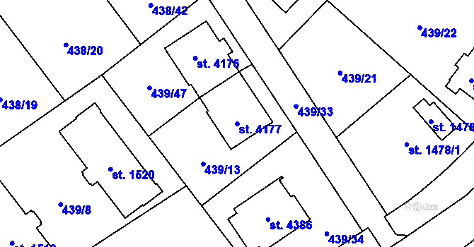 Parcela st. 4177 v KÚ Zábřeh nad Odrou, Katastrální mapa