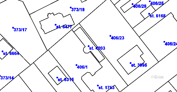Parcela st. 4203 v KÚ Zábřeh nad Odrou, Katastrální mapa