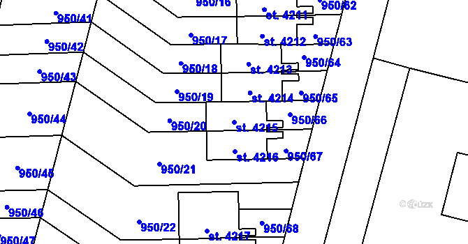 Parcela st. 4215 v KÚ Zábřeh nad Odrou, Katastrální mapa