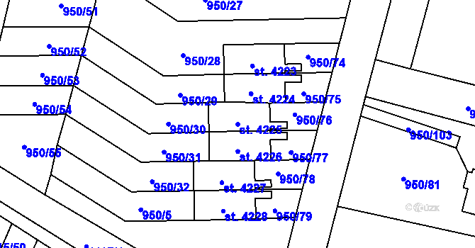 Parcela st. 4225 v KÚ Zábřeh nad Odrou, Katastrální mapa