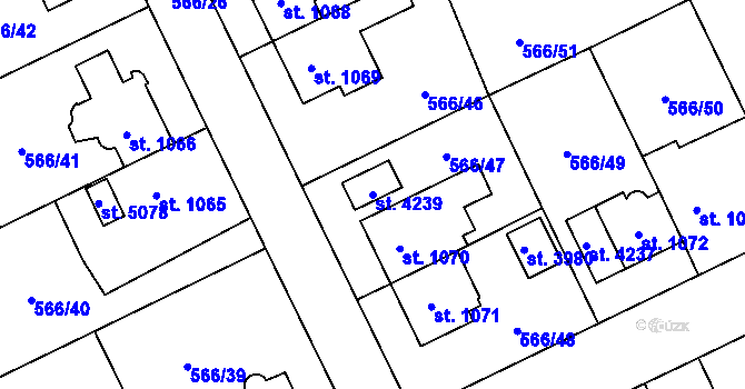 Parcela st. 4239 v KÚ Zábřeh nad Odrou, Katastrální mapa