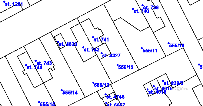 Parcela st. 4327 v KÚ Zábřeh nad Odrou, Katastrální mapa