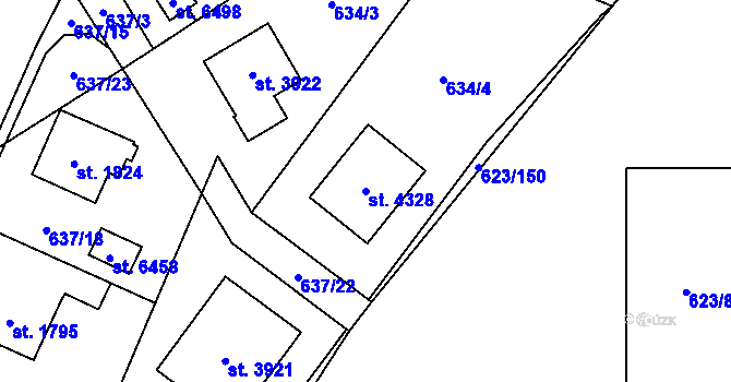 Parcela st. 4328 v KÚ Zábřeh nad Odrou, Katastrální mapa
