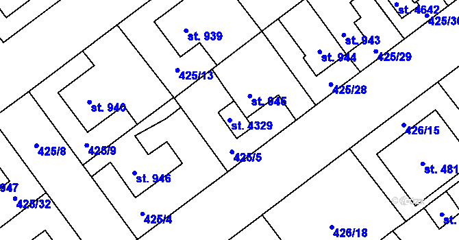 Parcela st. 4329 v KÚ Zábřeh nad Odrou, Katastrální mapa