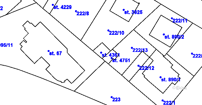 Parcela st. 4361 v KÚ Zábřeh nad Odrou, Katastrální mapa