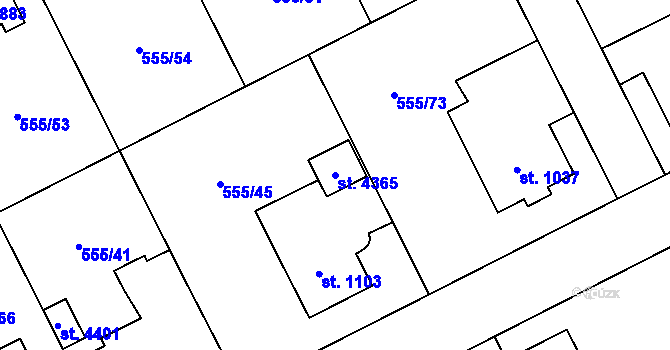 Parcela st. 4365 v KÚ Zábřeh nad Odrou, Katastrální mapa