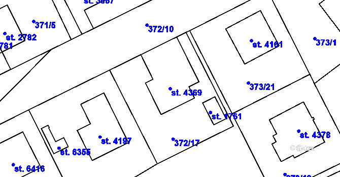 Parcela st. 4369 v KÚ Zábřeh nad Odrou, Katastrální mapa