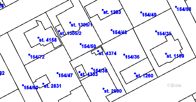 Parcela st. 4374 v KÚ Zábřeh nad Odrou, Katastrální mapa