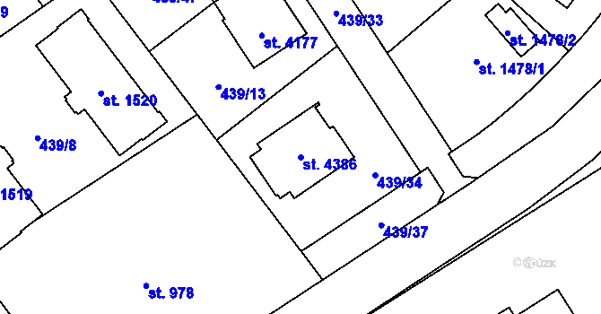 Parcela st. 4386 v KÚ Zábřeh nad Odrou, Katastrální mapa