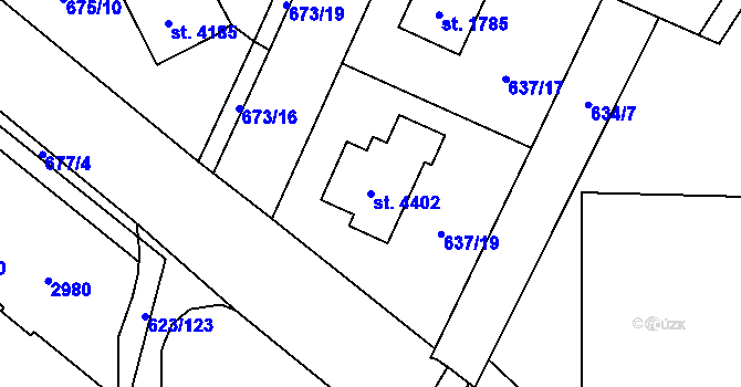 Parcela st. 4402 v KÚ Zábřeh nad Odrou, Katastrální mapa