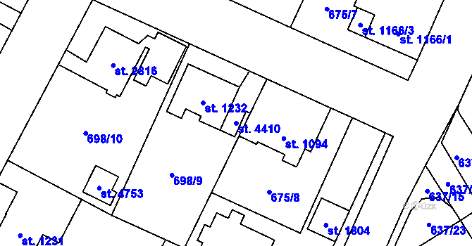 Parcela st. 4410 v KÚ Zábřeh nad Odrou, Katastrální mapa
