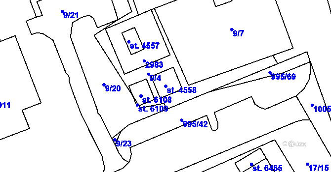 Parcela st. 4558 v KÚ Zábřeh nad Odrou, Katastrální mapa