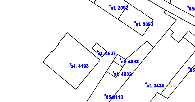 Parcela st. 4637 v KÚ Zábřeh nad Odrou, Katastrální mapa