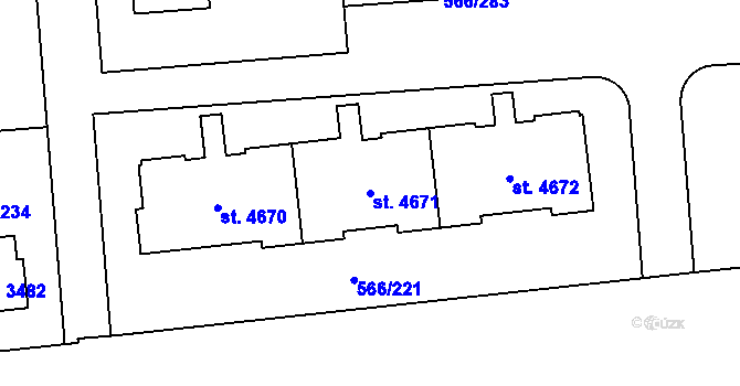 Parcela st. 4671 v KÚ Zábřeh nad Odrou, Katastrální mapa