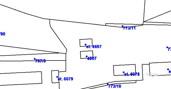 Parcela st. 4697 v KÚ Zábřeh nad Odrou, Katastrální mapa