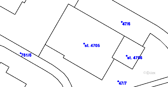 Parcela st. 4705 v KÚ Zábřeh nad Odrou, Katastrální mapa