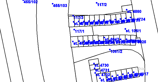 Parcela st. 4726/1 v KÚ Zábřeh nad Odrou, Katastrální mapa