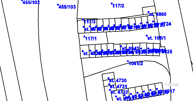 Parcela st. 4727/1 v KÚ Zábřeh nad Odrou, Katastrální mapa