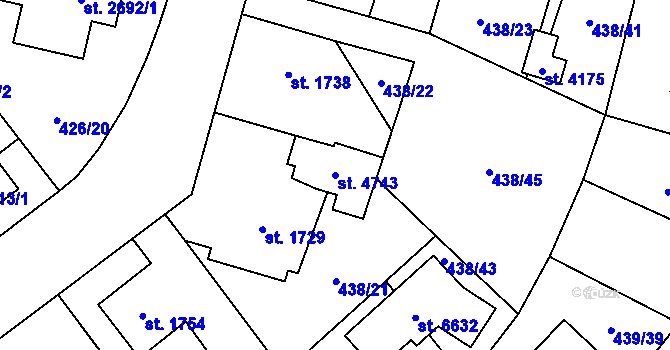 Parcela st. 4743 v KÚ Zábřeh nad Odrou, Katastrální mapa