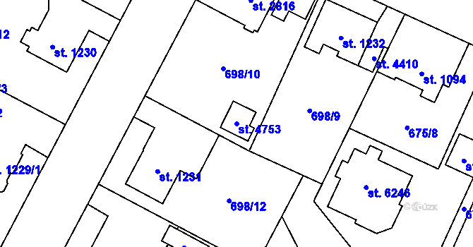 Parcela st. 4753 v KÚ Zábřeh nad Odrou, Katastrální mapa