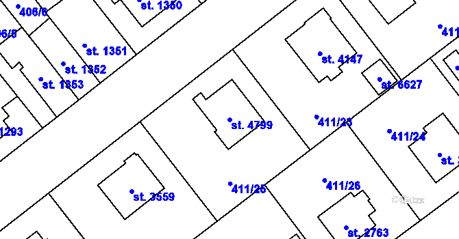 Parcela st. 4799 v KÚ Zábřeh nad Odrou, Katastrální mapa
