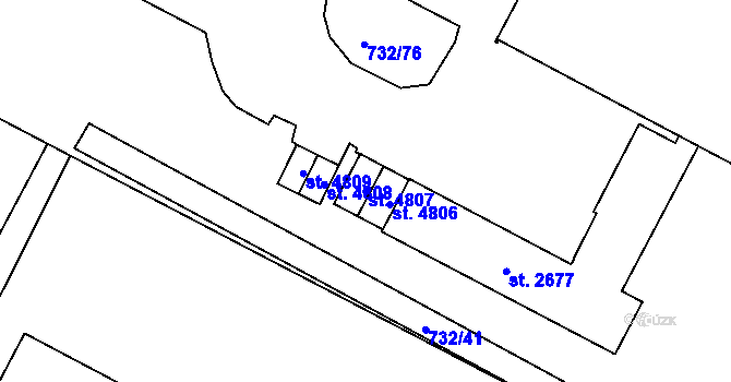 Parcela st. 4807 v KÚ Zábřeh nad Odrou, Katastrální mapa