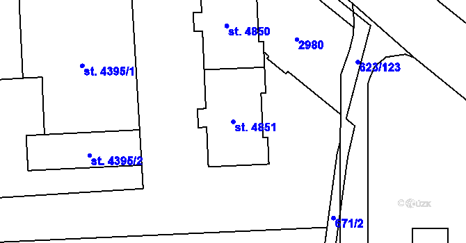 Parcela st. 4851 v KÚ Zábřeh nad Odrou, Katastrální mapa