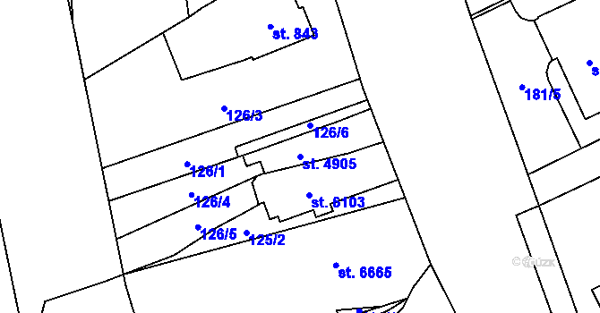 Parcela st. 4905 v KÚ Zábřeh nad Odrou, Katastrální mapa