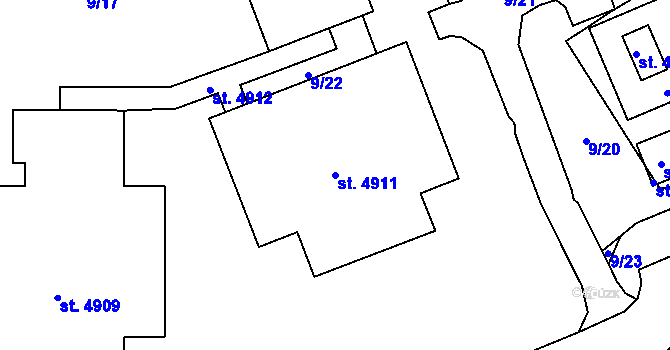 Parcela st. 4911 v KÚ Zábřeh nad Odrou, Katastrální mapa