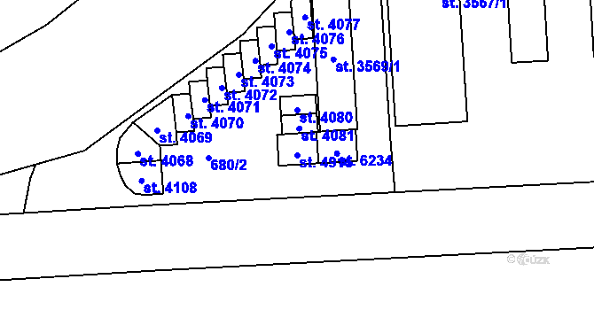 Parcela st. 4915 v KÚ Zábřeh nad Odrou, Katastrální mapa