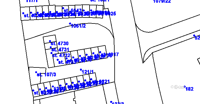Parcela st. 4917 v KÚ Zábřeh nad Odrou, Katastrální mapa